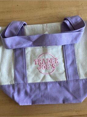 Trader Joe's Lavender Canvas Tote Bag - Lavender & Cream